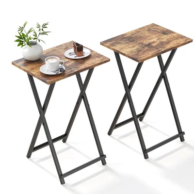 Bandejas de TV Plegables, Mesa Plegable Pequeña, Juego de 2 Bandejas de TV, Bandeja de Cena de TV, Si... Foto 1 de 4
