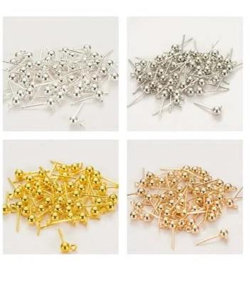 DAZZLING DESIGNESS Stainless Steel Ball Post Earring Stud Loop 4MM Jewellery Making Findings