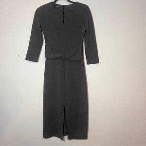 Lafayette 148 Dress Virgin Wool Charcoal Grey Gray Size P Small Flaws - Picture 1 of 14