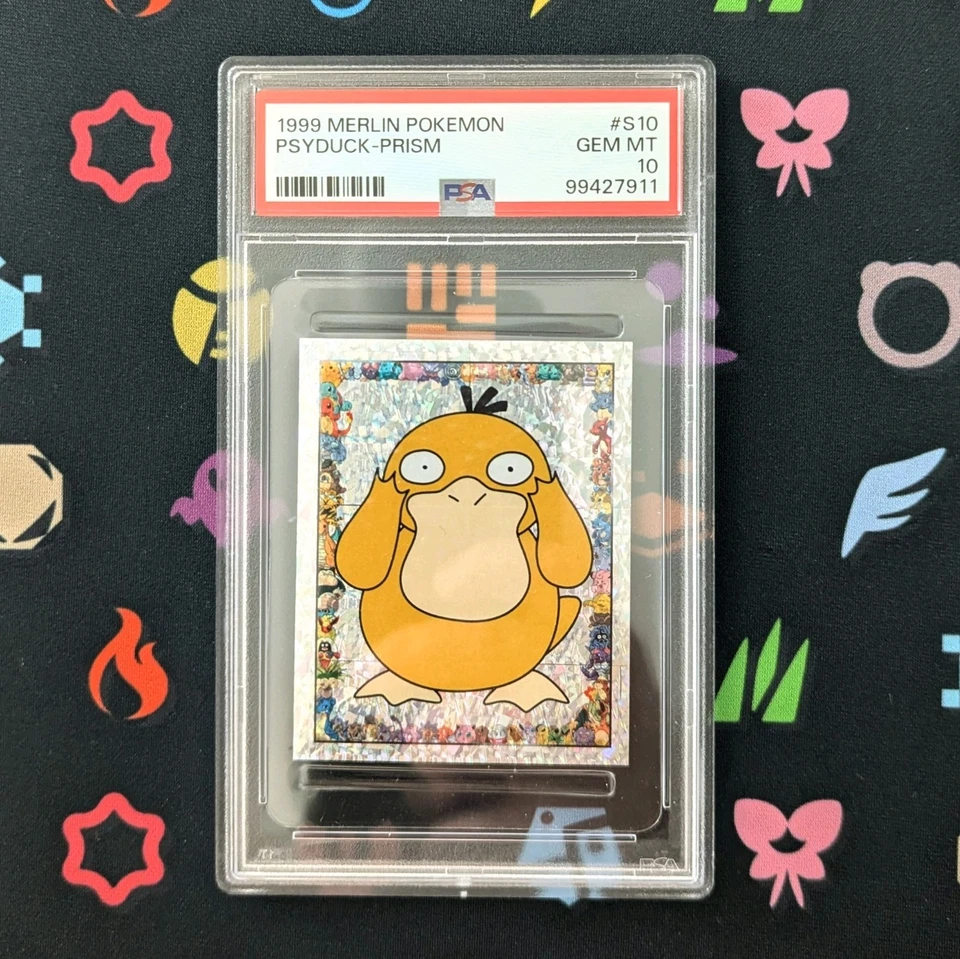 Psyduck Prism Holo PSA 10 GEN MINT 1999 Merlin Sticker #S10 Pokemon - Image 1 of 1
