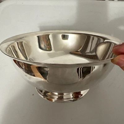 "Cuenco para servir redondo Gorham vintage con patas plateadas YC780 - 8""" Foto 1 de 3