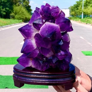 Geoda de amatista natural de 7,34 lb muestra de cristal de racimo de cuarzo curación - Imagen 1 de 14