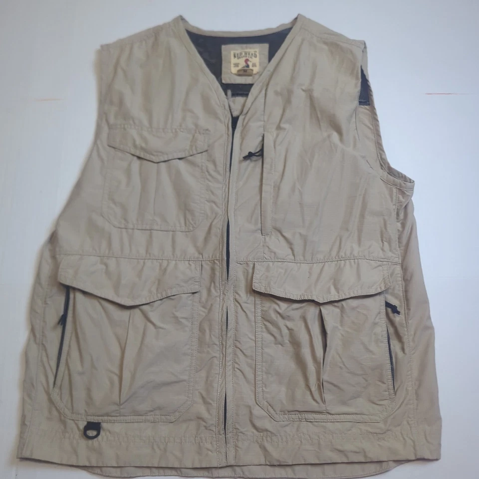 Redhead Brand Co Men's Hunting Vest Size Medium Beige Full Zip Up Pockets Sports - Image 1 of 4