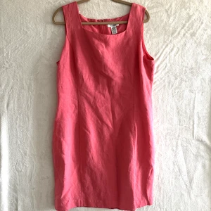 Savannah Shift Dress Size 14 Pink Linen Blend Midi Lined Classic Minimalist - Picture 1 of 10