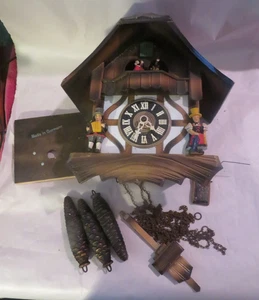 VTG. German  Cuckoo Clock – Chalet Style w/ Folk Dancers ~PARTS OR REPAIR - Picture 1 of 6