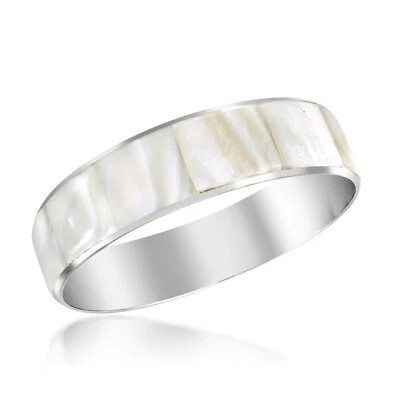 Impresionante Brazalete Brazalete Iridiscencia Blanco Madreperla Concha Foto 1 de 4