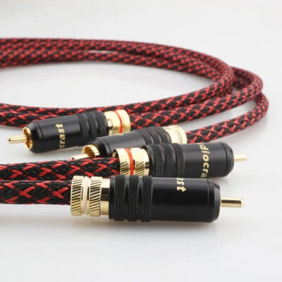 Pair Audiophile Hifi RCA Audio Cable Pure Copper RCA To RCA Interconnect Cord - Image 1 of 4