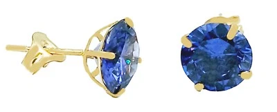 AAA TANZANITE 1.88 Cts STUD EARRINGS 14K solid YELLOW GOLD - Made in USA - NWT - Image 1 of 4