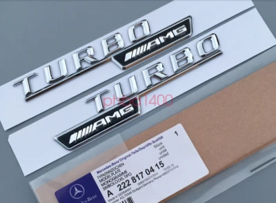 2 ×Chrome AMG Turbo Side Decal Badge Sticker Mercedes-Benz A200 A250 A45 AMG - Image 1 of 4