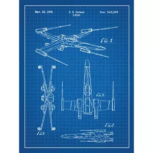 Home Wall Art Print - Vintage Patent Plan - STAR WARS X WING -A4,A3,A2,A1 - Picture 1 of 1