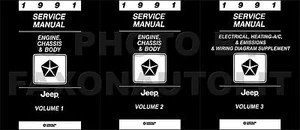 1991 Jeep Shop Manual Set Wrangler Cherokee Comanche Grand Wagoneer Service - Foto 1 di 3