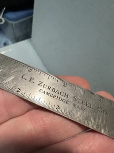 Vintage 6” Machinist Steel Ruler Advertising Promo L E Zurbach Co Cambridge Mass - Picture 1 of 6