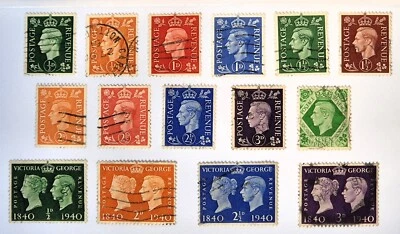 Great Britain - King George VI 1930s - Set of 15 Postage Stamps / Used/VF - Image 1 of 2