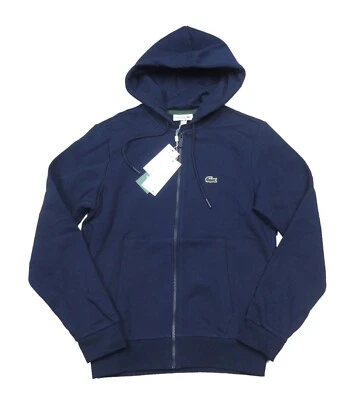 Lacoste Men's Navy Blue Embroidered Logo Fleece Lined Full Zip Hoodie - Image 1 of 3