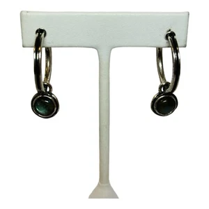 Shablool Didae Sterling 925 Silver Labradorite Hoop Dangle Earrings - Picture 1 of 5