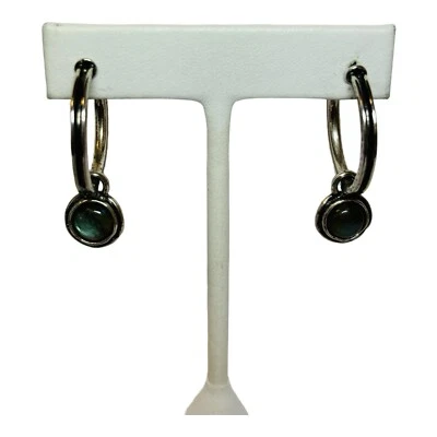 Shablool Didae Sterling 925 Silver Labradorite Hoop Dangle Earrings - Image 1 of 4