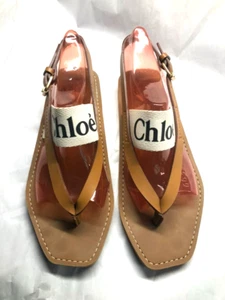 Chloe "Woody" flache weiße Leinen-Canvas-Pantoletten mit Logo Größe 39-8,5 US authentisch - Bild 1 von 10