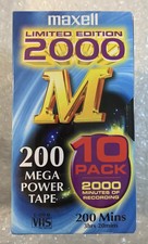 MAXELL 200 Mega Power Tape VHS 3hrs 20mins New & Sealed Pack Of 10 x 200 Minute