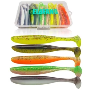 ✅ELBFANG 20 Teile Gummifisch Set 11cm Zander Köder zum Angeln | +20 Snap Wirbel - Bild 1 von 4
