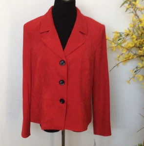 JM Collection Women's Red Polyester Blend Blazer Jacket Size 16P NEW - Picture 1 of 6