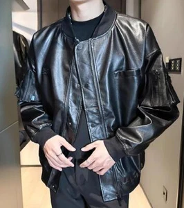 Fashion Men's Faux Leather Punk Zipper Short Coat Gothic Jacket Spring Autumn - Picture 1 of 7