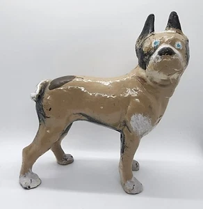 Antiguo tope de puerta de hierro fundido Hubley Boston Terrier Bull perro figurativo pintado pesado  - Imagen 1 de 10