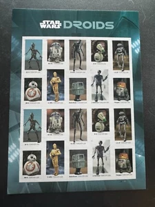 Scott #5573-5582 Star Wars Droids Pane of 20 Forever Stamps M, NH (2021) - Picture 1 of 1
