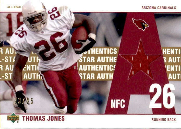 2002 UD Authentics All-Star Auth Gold #AATJ Thomas Jones #23/25 (ref 18132) - Image 1 of 2