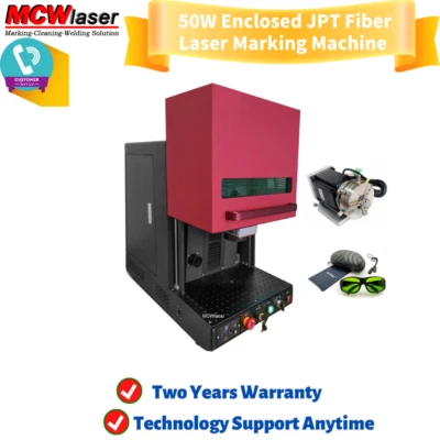 MCWLASER 50W JPT Fiber Laser Marking Machine Enclosed Engraving Machine 150x150mm&Chuck