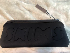 Kim Kardashian SKIMS Cosmetics Make Up Neoprene Black Bag Pouch Clutch NWT - Picture 1 of 4