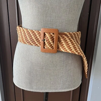 Calvin Klein Chunky Beige Braided Leather Belt - Size Medium (adjustable) — 第 1/4 张图片