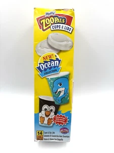 Hefty Zoo Pals Paper Cups Lids Drink VTG Ocean Dolphin Penguin Crab Turtle NEW - Picture 1 of 4