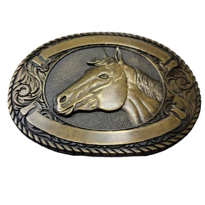 Medaglie design premio vintage fibbia cintura cavallo ottone massiccio - Foto 1 di 8
