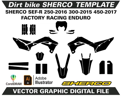 SHERCO SE SEF-R 250 300 450 Todos los modelos plantilla formato vectorial Ai CDR EPS M142 Foto 1 de 2
