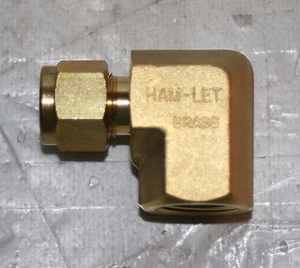 3/8" Tube x 3/8" FNPT Brass Female Elbow Fitting Ham-Let 770LB3/8X3/8 - Picture 1 of 5