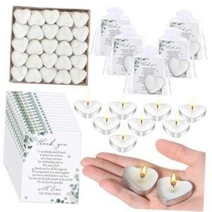 100 Sets Wedding Gifts for Guests 100 White Heart Shaped Candles Mini Candles  - Picture 1 of 7