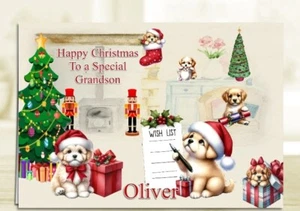 Personalised Christmas Card Pups Daughter Granddaughter Sister Niece Mum Friend - Picture 1 of 3