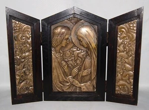 Triptychon, Verkündigung des Herrn, Maria, Madonna, sakrale Kunst, Art Deco - Picture 1 of 5