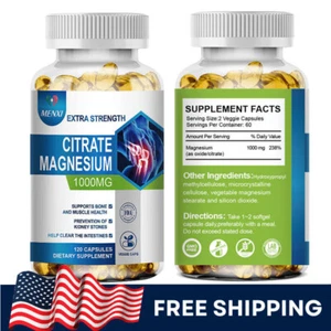 Magnesium Citrate 1000mg Capsules Super Strong Effective Vegan Capsules 120Pills - Picture 1 of 9