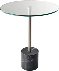 Adesso Blythe End Table, Steel/Black Marble Black - Picture 1 of 2