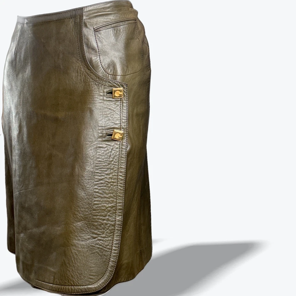 Vintage Gherardini Firenze Midi Skirt 1970 Made in Italy Leather Bonwit Teller - Image 1 of 4