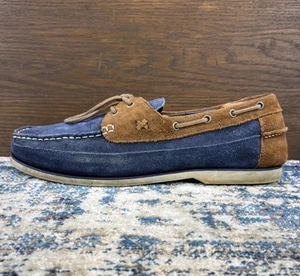 Polo Ralph Lauren Barx Boat Shoe Mens Sz 13D Brown & Blue Suede Leather - Picture 1 of 14