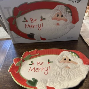 Fitz and Floyd Holiday Cheer Be Merry!Sentiment Tray~MERRY CHRISTMAS~ 10" X 6" - Picture 1 of 7