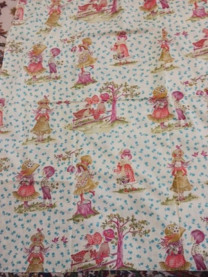 Vintage Novelty Fabric Holly Hobbie Outside Playtime 36" X 44" Thin Cotton RARE - Image 1 of 3
