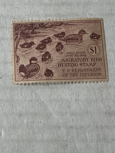 U.S. Scott #RW8 Federal Duck Stamp $1.00 - Ruddy Ducks 1941 CV $50.00 Used - Picture 1 of 8