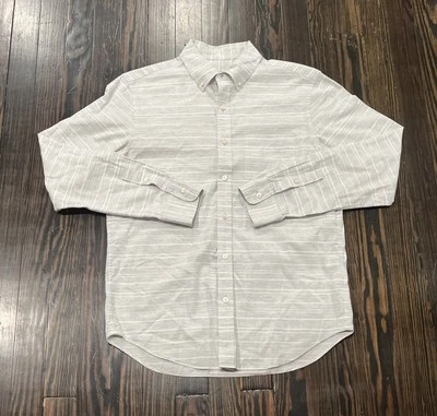 Club Monaco Button Down Shirt Men’s Small Slim Gray White Stripes Cotton  - Image 1 of 4
