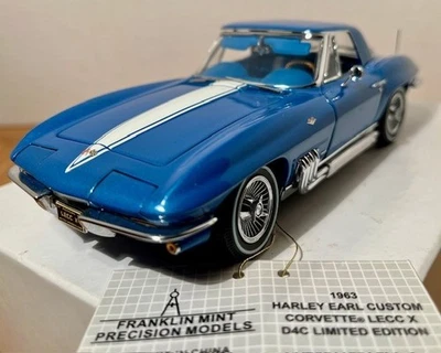🔥Franklin Mint 1963 Corvette Sting Ray Harley Earl РЕДКАЯ NO1/733 LECC X 1/24 БЕЗ РЕЗЕРВА - Изображение 1 из 4