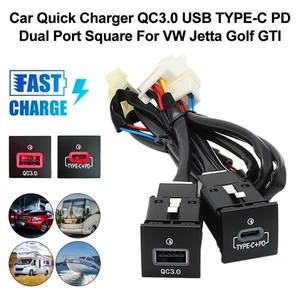2 Fach Für VW Golf Jetta MK6 Touran Auto Steckdoes QC3.0 USB+PD Ladegerät Buchse - Bild 1 von 11