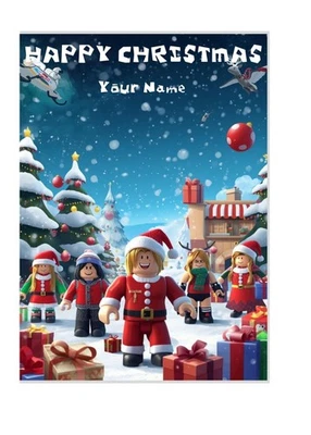 Roblox Game Themed Christmas Trees Greetings Card Personalise Name