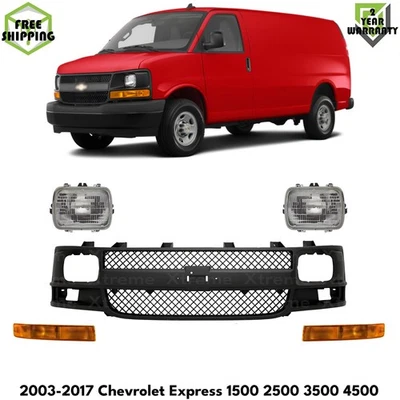 Front Grille Assembly & Headlight Kit 2003-2017 Chevrolet Express 1500 2500 3500 Foto 1 de 4